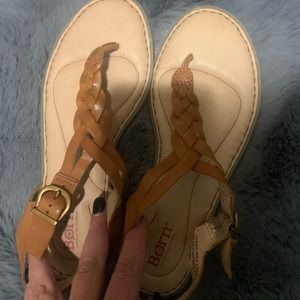Born Brown Braided Sandals